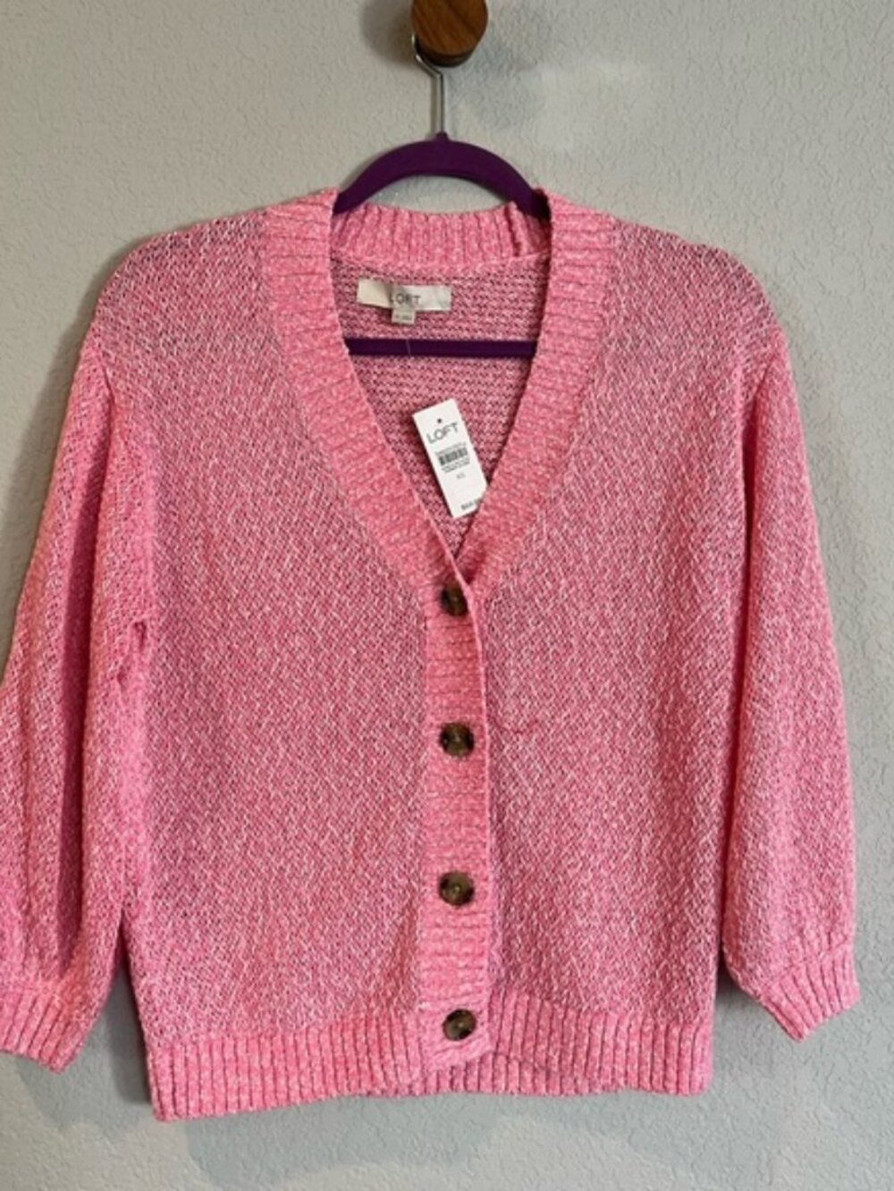 LOFT Knit Marled Cardigan Pink- Worn Once